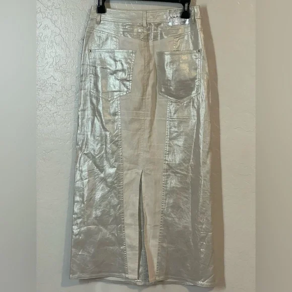 Scalpers Silver And White Maxi Skirt Casual NWT - Picture 3 of 4